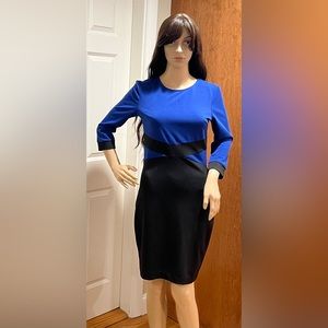 ANGVNS, women’s, size S, black and blue zip up back dress. Like new!
